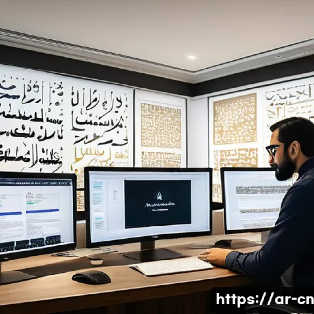 고품질 정보원 확보를 위한 방법론 - A professional Middle Eastern digital researcher in a modern home office, surrounded by multiple com...