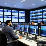 Home 18 정보원의 출처를 추적하는 방법 - A professional Middle Eastern newsroom setting showing a diverse group of Arabic-speaking journalist...